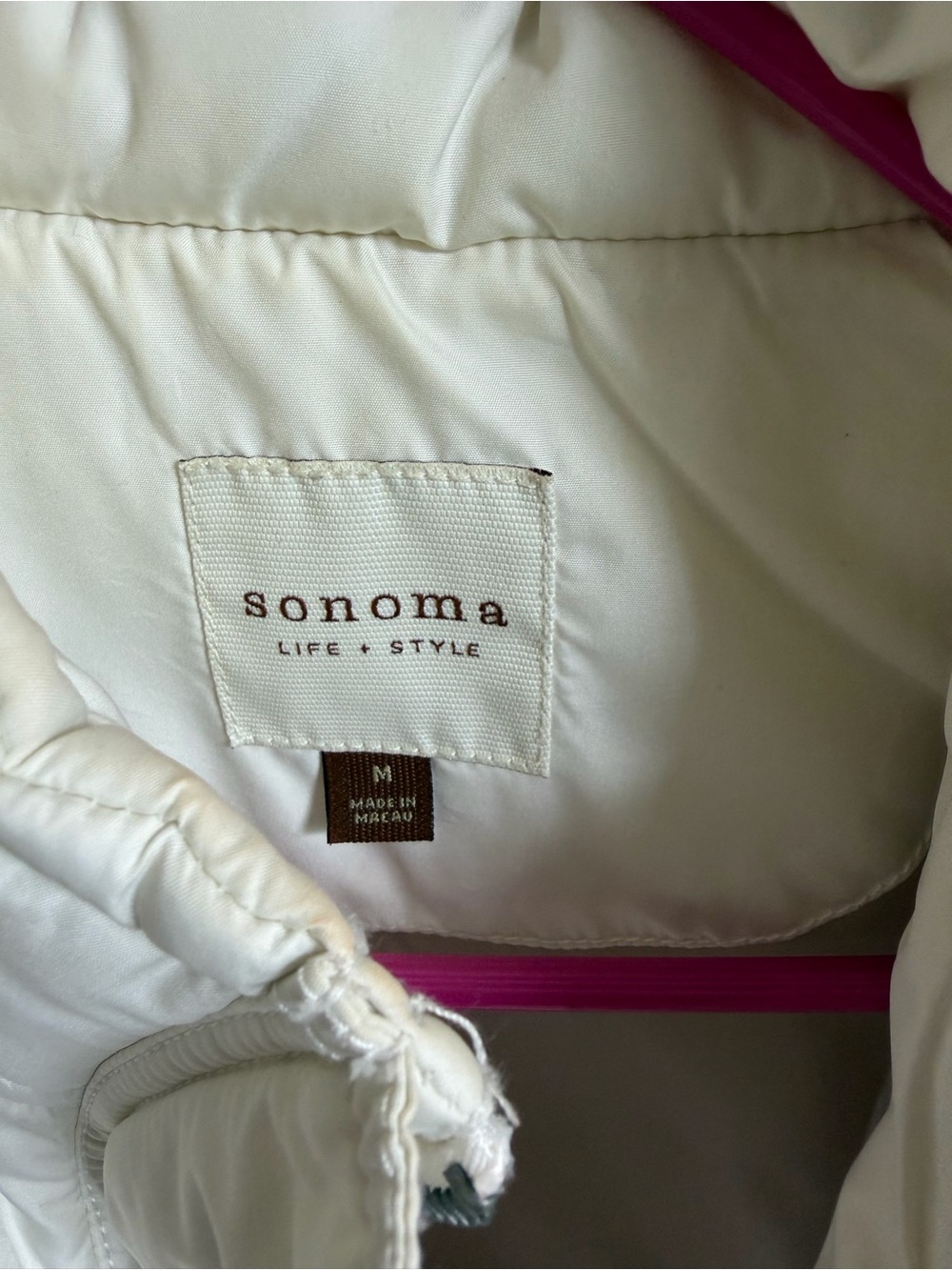 Sonoma Cream Quilted Puffer Vest - Sleeveless - Picture 3 of 3